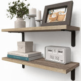 Rustic Wood Shelves Set of 2, Farmhouse Style Floating Shelf for Wall Dcor, Hanging Shelves for W2181P194278