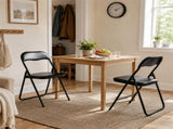 2 Pack Padded Folding Chairs with Metal Frame for Dining and Patio Events Black 00114147
