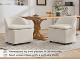 058-Set of 2 Chenille Fabric Dining Chairs With Universal Wheels,Beige W527P242552