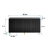 Modern Black Lacquered 4 Door Wooden Cabinet Sideboard Buffet Server Cabinet Storage Cabinet, for W1435P228914