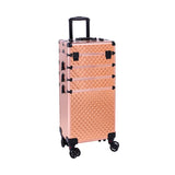 ZNTS 4-in-1 Draw-bar Style Interchangeable Aluminum Rolling Makeup Case-Rose Gold 70986434