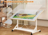 (WHITE) Wooden 1500 Piece Table with Drawer, 35"*27.17" Adjustable Table, 360&deg Tilting W2641P442535