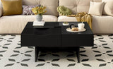 U-Can 33''Mid Century Modern Coffee Table,Unique Square Wooden Coffee Table with 3 Drawers, Tempered N724P270432B