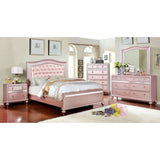 2 Drawers Wooden Nightstand with Mirror Trim, Rose Gold B016P251438