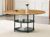 47.3-inch diameter modern splicing circular dining table - double-layer storage, wood and black W1151P428201