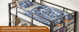 Twin Metal Loft Bed with L-Shaped Desk, Charging Station Loft Bed Frame Twin Size, Safety Guard & W2889P205074