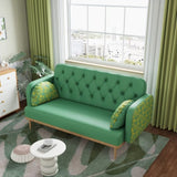 green Loveseat sofa with tulip pattern Modern Upholstered Two Seater PU Sofa with 2 dumpling-shaped W1767142165