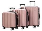 ABS Trolley Case 20in 24in 28in 3PCS Suitcase Set Striped Textured Suitcase Rose Gold 61816189