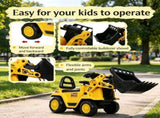 3 in 1 Ride On Toy Bulldozer Digger Tractor Pulling Cart for Backyard Sandbox Pretend Play 28562937