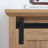 5 Drawers Dresser w/Sliding Barn Door, Farmhouse Modern Tall Dresser 5 Chest of Drawers, Storage W2275P206614