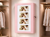 Wall-mounted Jewelry Mirror Cabinet, Pink Spray-Painted MDF with Partial 98481196