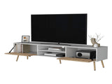 White and Macadamia 2 Hinged Drawers TV Rack B062P175179
