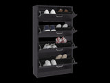 Kobuk 4 Door Shoe Rack, 4 Shelves, Black Wengue B097P480476