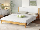 Queen Size, Solid Rubber Wooden Bed with Boucle Upholstered Headboard, Enhanced by Support W504P368764