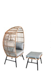 Outdoor Garden Wicker Egg And Footstool Patio Chaise, With Cushions, Outdoor Indoor Basket W2337P151815