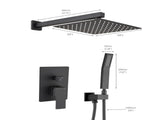 Matte black shower system 12 inch Brass Bathroom Deluxe rain mixed shower combination set wall KE-3803-BN