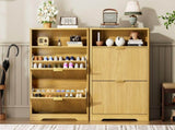 Shoe Cabinet Storage for Entryway Hidden Shoes Storage Cabinet with 2 Flip Drawers, Tall Free W1162P384346