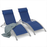 Outdoor Chaise Lounge Set of 2 Patio Recliner Chairs with Adjustable Backrest and Removable Pillow W1859109830