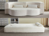 Modern Floor Sofa with 2 Pillows,Convertible Plush Corduroy Foam-Filled Sleeper Sofa Bed,15" Full 74915153