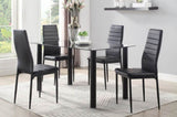 ZNTS Modern Style Black Metal Finish Side Chairs 2pc Set Faux Leather Upholstery Contemporary Dining Room B011P156153