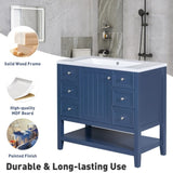 ZNTS 36" Bathroom Vanity without Sink, Cabinet Base Only, One Cabinet and three Drawers, Blue WF306244AAC