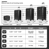 Luggage Sets ABSPC Hardshell 4pcs Luggage Hardside Lightweight Durable sets Spinner Wheels 70300009