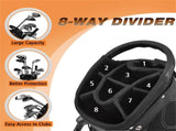 Water-Resistant Golf Stand Bag - 420D Nylon, 3-Way Dividers7 Zipper Pockets, Black 89060465