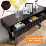 52 inch Sofa Table with Storage Drawers, Mid Century Farmhouse Fluted Console Table with Solid Wood W1202P227362