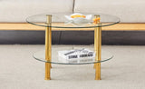 Contemporary Minimalist Double Layer Tempered Glass Coffee Table - 27.5" Top and 23.6" W1151P234005