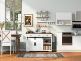 K&K 53.7" Farmhouse Kitchen Island Power Outlet, 2 Sliding Barn Door Kitchen Storage Island N707P170347W