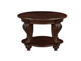 22'' Retro Round End Table,Solid Wood Sofa Side Table with Shelf,Living Room Corner Table Easy 66103170
