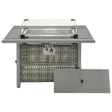 K&K 43" Propane Gas Fire Pit Table, 60000 BTU Rectangular Open Weave Wicker Fire Pit with Glass Wind N707P210158G