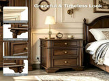 () Vintage-Style 3-Drawer Nightstand with Power Outlet 24*16.14*26.38in P2 MDF 26434829