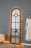 24x79" Half-Round Elongated Mirror with Decorative Window Look Classic Architecture Style Solid Fir W2078126755