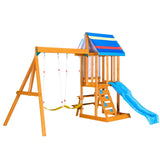 Wooden Outdoor Swing Set 3 in 1 Swing Set outdoor Children's Playset with Slide , 2 Swings and N719P255692C