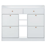 ON-TREND Modern Tipping Bucket Shoe Cabinet with 4 Flip Drawers, Multifunctional WF300851AAK
