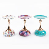Mermaid Tail End Coffee Table Round Side Table, Modern Metal Pedestal Table, Minimalist Accent Table W2664P232835