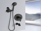 Classic High Pressure Single Handle 6 Function Rain shower Head with Handheld Shower with Tup Spout W121946591