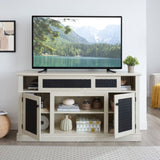 Embossed Pattern TV Stand, TV and Media Console with Open and Closed Storage Space and sliding door W1758P231682
