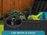45 Gallon Waterproof Resin Outdoor Storage Deck Box, Lockable Organizer for Patio Pool Garden, Black 09299172
