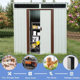 ZNTS 6ft x 5ft Outdoor Metal Storage Shed With window White 40346165