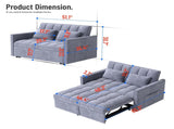 Corduroy Double Sleeper Sofa With Pull-Out Bed, 2 Pillows & Side Storage Pocket 33207990