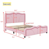 Full Size Upholstered Platform Bed with Curve Shaped and Height-adjustbale Headboard,LED Light WF323749AAH