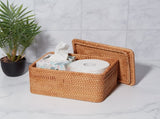 Brown Rattan Organizer Basket with Lid 71232837