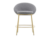 Celano Indoor Metal Upholstered Barstool, Gold-Plated Frame and Mixed Gray Upholstery, Set of 2 N775P268055G