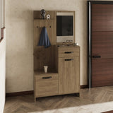 Parker 75" Tall Mirrored Tree Hall with Hangers, Three Shelves, Two Cabinets, One Drawer, Entry way, B070P264147