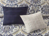 6 Piece Reversible Quilt Set with Throw Pillows Navy/Tan Full/Queen B03597400