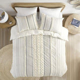 King/Cal King Cotton Printed Duvet Cover Set with Chenille B03596528