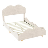 ZNTS Full Size Upholstered Platform Bed with Cloud Shaped bed board, Beige WF310565AAA