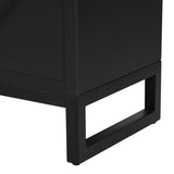 U-Style Storage Cabinet Sideboard Wooden Cabinet with Stunning Water Wave Door Design, Rubberwood N711P205934B